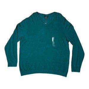 Alfani Mens Pullover Sweater Green V Neck Long Sleeve XL New